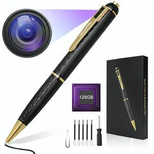 128G Hidden Camera, 1080P Camera Pen, Body Cameras, Mini Nanny Cam with 300 Minutes Video Loop Recording, Secret Camera-One Button Wireless Security Camera for Home 128G Hidden Camera, 1080P Camera Pen, Body Cameras, Mini Nanny Cam with 300 Minutes Video Loop Recording, Secret Camera-One Button Wireless Security Camera for Home