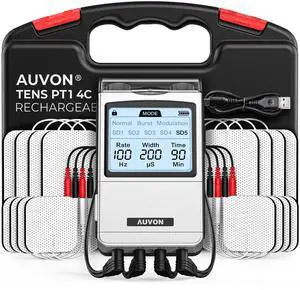 Rechargeable 4-Channel TENS Unit Muscle Stimulator for Back Pain Relief, Digital TENS Machine with 8 Customizable Modes, Electronic Pulse Massager Easy to Use, 16 Premium TENS Pads, A Carry Case Rechargeable 4-Channel TENS Unit Muscle Stimulator for Back Pain Relief, Digital TENS Machine with 8 Customizable Modes, Electronic Pulse Massager Easy to Use, 16 Premium TENS Pads, A Carry Case