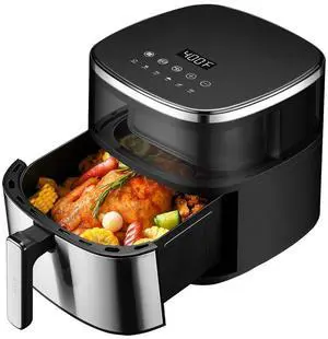 Digital Air Fryer 6qt with Window Up - 6 QT Big Airfryer 6-in-1 Presets Preheat Airfry Reheat Bake Roist Broil 400°F Airfrier 85% Oil Less,Nonstick Dishwasher-Safe Parts, Automatic Shutoff