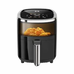 4QT Compact Air Fryer, 9-in-1 with Smart Digital Color TouchScreen Air Fryers View Window, Air Fry, Roast, Bake, Broil, Reheat, Dehydrate, 12 Presets,Less Oil Nonstick & Dishwasher Safe Basket