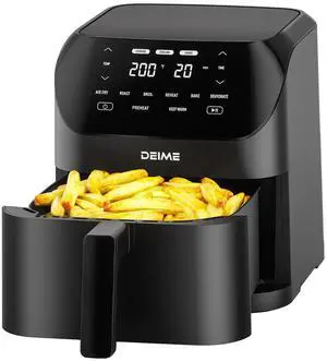 Air Fryer 6.2 QT Large Capacity Oilless Hot Air Fryers Oven 1500W Healthy Cooker with 8 Presets, Digital LCD Touch Screen, Visual Cooking Window, Non-Stick Basket, Included Recipe (Black-M)