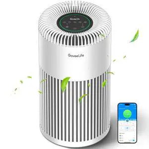 Smart Air Purifier for Home Large Room Up to 1524 sq.ft.with Washable Filter, Integrated PM 2.5 Air Quality Sensor,WiFi, Air Purifier for Smoke, Wildfire, Pet Hair,24dB, White