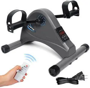Motorized Mini Exercise Bike Pedal Exerciser for Seniors Rehab Training,  Electric Under Desk Bike Pedal Exerciser for Arm/Leg Fitness & Physical Therapy, 6 Levels Speed Adjustment