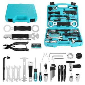 41 Pieces Bike Repair Tools, Complete Bike Tools Kit with Storage Box, Mountain Bike Maintenance Tools, for Mountain, Road, and Park Bicycle with Chain Riveter, Tire Levers, Crank Puller 41 Pieces Bike Repair Tools, Complete Bike Tools Kit with Storage Box, Mountain Bike Maintenance Tools, for Mountain, Road, and Park Bicycle with Chain Riveter, Tire Levers, Crank Puller
