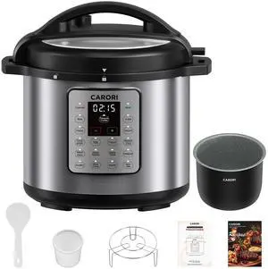 12-in-1 Electric Pressure Cooker 8 Quart, 1200W olla de presion Multi-Cooker with Non-Stick Ceramic Pot, Slow Rice Cooker, Saute, Steamer, Yogurt & Food Warmer, Delay Timer, Silver