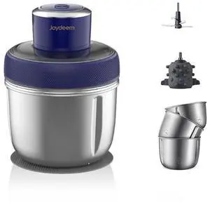 JD-376B Electric Food Processor,Meat Grinder with Garlic Peeler,Vegetable Fruit Chopper with 3 Stainless Steel Bowls,Blue