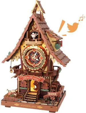 3D Wooden Puzzles for Adults, Cuckoo Clock Model Kit, Room Home Decor DIY Watch Making Kit Functional Mechanical Building Toys, Hobbies Birthday Christmas Day Gifts for Men Women 14+