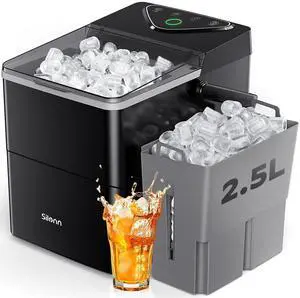 Countertop Ice Maker with Expanding Ice Basket, 9 Cubes in 6 Mins, 2.5L Ice Basket, Self-Cleaning Ice Maker with LED Touch Control, 2 Bullet Ice Sizes for Home, Kitchen, Office