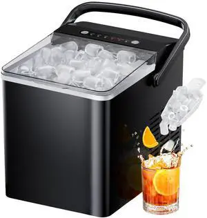 Ice Maker Countertops, Ice Machine with Self-Cleaning 1.8L Water Tank Large Ice Basket, Portable Ice Maker Produces 9 Ice Cubes in Just 6 Minutes Ideal for Home Kitchens and RVs