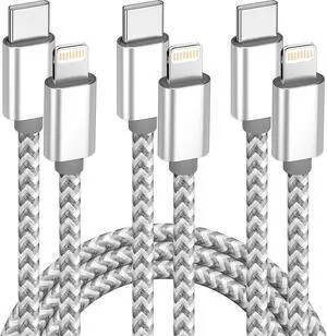 USB C to Lightning Cable 3Pack 6 FT  iPhone Fast Charger Type