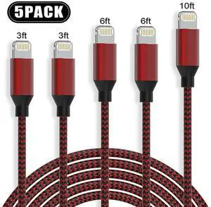 5x Heavy Duty Fast Charger Cable Charging Cord For iPhone 7 8 X XS 11 12 13 Max