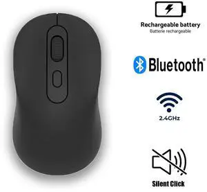 2.4Ghz Bluetooth Dual Wireless Mouse Silent Click Rechargeable for Laptop PC