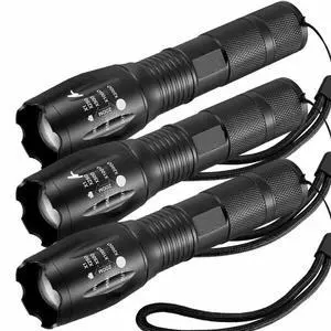 3 x Tactical 18650 Flashlight High Powered 5Modes Zoomable Aluminum