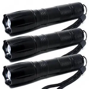 3-Pack Tactical LED Flashlight High Powered 5-Mode Zoomable Zoom AAA
