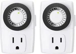Indoor 24-Hour Mechanical Outlet Timer Plug Indoor 3 Prong