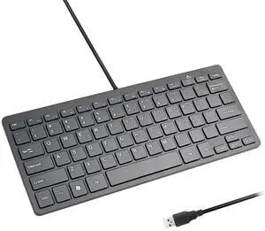Ultra Thin Mini USB Wired Compact Keyboard for PC Mac Laptop 78 Key Silver Black