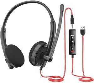 USB Wired Premium Headset with Noise-Cancelling Mic  Clear Audio, Comfortable Fit for Office & Gaming, Reliable Wired Connection