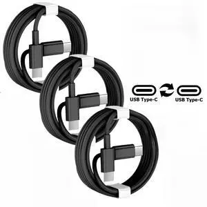 3 Pack 10FT USB-C to USB-C Cable Fast Charge Type C Charging Cord Rapid Charger Black