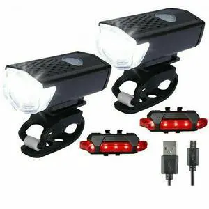 2 Sets USB Rechargeable LED Bicycle Headlight Bike Front Rear Lamp Cycling 2 Sets USB Rechargeable LED Bicycle Headlight Bike Front Rear Lamp Cycling