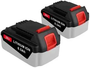 Upgraded version Black & Decker 20V MAX 6.5Ah High-Capacity Lithium Battery (2-Pack)  Compatible with LBX4020, LB2X4020, LBXR2020 Series