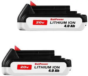 Upgraded version 2-Pack 20V 4.0Ah Lithium Battery, Replacement for Black & Decker LBXR2020-OPE 2.0Ah, LBXR20 1.5Ah, 20V 2Ah Batteries, High-Capacity for 20V Power Tool System
