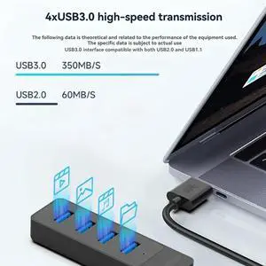 4-Port High-Speed USB 3.0 Hub 50CM USB Splitter Adapter, Expansion Dock Forraspberry Pi 5/JETSON Robot Car 4-Port High-Speed USB 3.0 Hub 50CM USB Splitter Adapter, Expansion Dock Forraspberry Pi 5/JETSON Robot Car