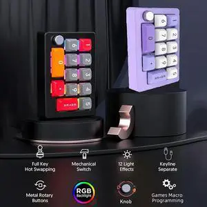 13 Key Macro Programmable Keyboard Fully Hot Swappable Mechanical Switch 7 Color RGB Light Gaming Keyboard Easy To Use