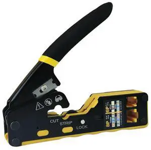 RJ45 Crimp Tool Kit With Cable Tester, Wire Cutter, Blades 50 Cat 6 Connectors And Strain Relief Boots