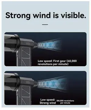100000RPM Air Blower Turbo Jet Fan Vacuum Dust Cleaner Charging 52M/S High-Speed 4 Gear Wind Speed Turbo Violent Fan