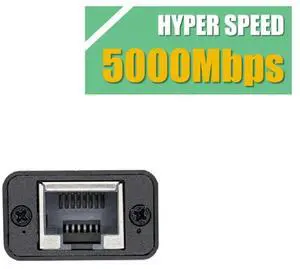 WISDPI USB 3.2 To 5Gbe Adapter (WP-UT5) Wired LAN Network Connection 5G, 2.5G, 100Mbps, 5000Mbps USB-C To RJ45 Network