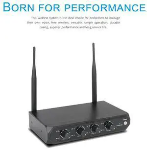 Professional Wireless Microphone System UHF 4 Channel Fixed Frequency Handheld Device Plastic For Stage, Home Parties, Ch