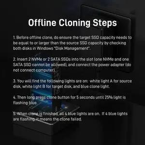 FIDECO M.2 Nvme SATA SSD Cloner Dock USB 3.2 Gen 2 X 2 20Gbps Dual Nvme SATA SSD Enclosure M.2 Duplicator Cloner