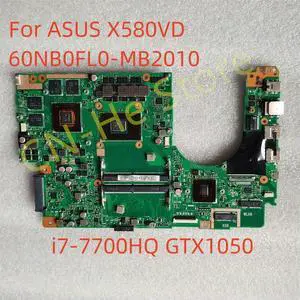 For M580VD X580VD I7-7700HQ Motherboard 2.8GHz GTX 1050 60NB0FL0-MB2010 Works ly
