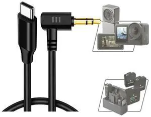 20cm/7.87" USB C to 3.5mm Aux Cable Microphone Speaker Audional Cable Converter Wire for Action 2/3/4 Sports Cameras
