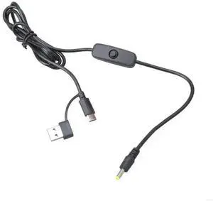 USB Type C To DC4.0x1.7mm 5V Charging Cable With Switches For Routers Speaker Fan Lamp Plastic Power Cord 120cm/47.24inch