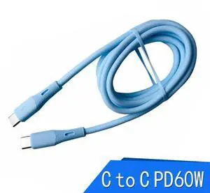 Silicone 120cm Type-C to Type-C Charging Cable PD 60W 480Mbps USB C to USB C Phone Charging Data Cable for Phone Tablet