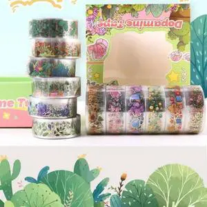12Rolls Flower Tape 15mmX2M Decorative Tape Aesthetic PET Tape for Scrapbooking Journal Notebook Album Phone Packaging
