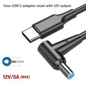 Durability PD100W USB C To DC5.5x2.5mm Adapter Cable For Electronic Devices Power Supply Highly Power USB C Cable
