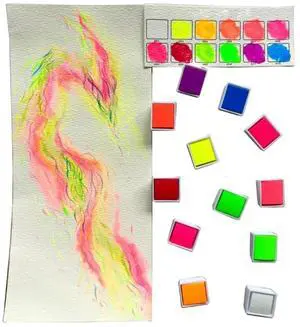 12 Colors Watercolor Paints Fluorescent Color Paint Portable Artist Set for Painting on Fabric Stone Wood Paper Nail Art