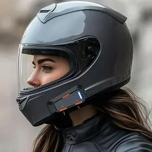 Motorcycle Bluetooth-compatible Headset BLE5.3 Build-in LED Colorful Light IPX5 Waterproof Earphone C1 Model