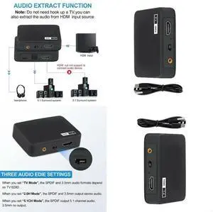 HDTV Sound Splitter 4K SPDIF 3.5mm Output Video Converter for Home Theater