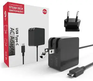 USB-C Chargers for Steeck 45W Fast Charger PDProtocol Power Adapter with Foldable Plug Console Power Supply