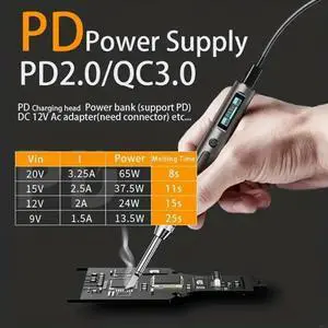 65W Adjustable Temperature Electric Soldering Iron Welding Solder Rework Station Repair Tool