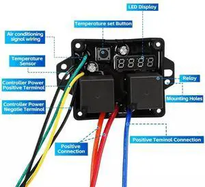 Quick Connectings Waterproof Two Fan Controller ±1°C Digital Thermostat For Truck Racing Car And Heavy Duty Engine