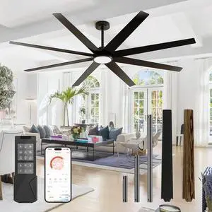 Ceiling Fans with Lights, 72 Inch Industrial/Modern Ceiling Fan with Light and R