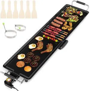 ARLIME 35" Extra Large Electric Griddle, Nonstick Countertop BBQ Grill with Adjustable Temperature, Thermostats and Drip Tray, Teppanyaki Grill for Indoor & Outdoor
