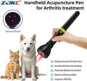 ZJKC 1000mW 808nmx3 Cold Laser Red Infrared Light Therapy Pen for Pain Relief