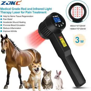 ZJKC 3W Cold Laser Therapy Red Infrared Light Treatment for Body Pain 650nm 808nm