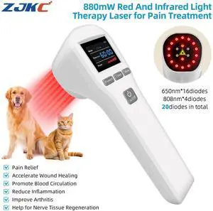 ZJKC 880mW Cold Laser Red Infrared Light Therapy for Back Shoulder Pain 650nm 808nm