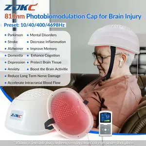 ZJKC 810nm Red Infrared Light Therapy Photobiomodulation Brain Helmet for Stroke